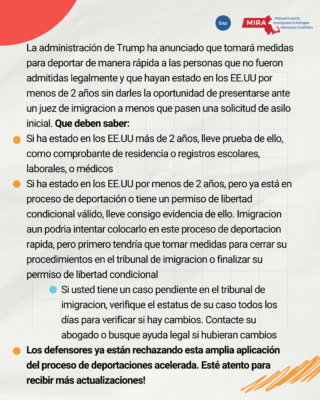 Actualización Política
Deportación Acelerada Ampliada
1/24/2025 2