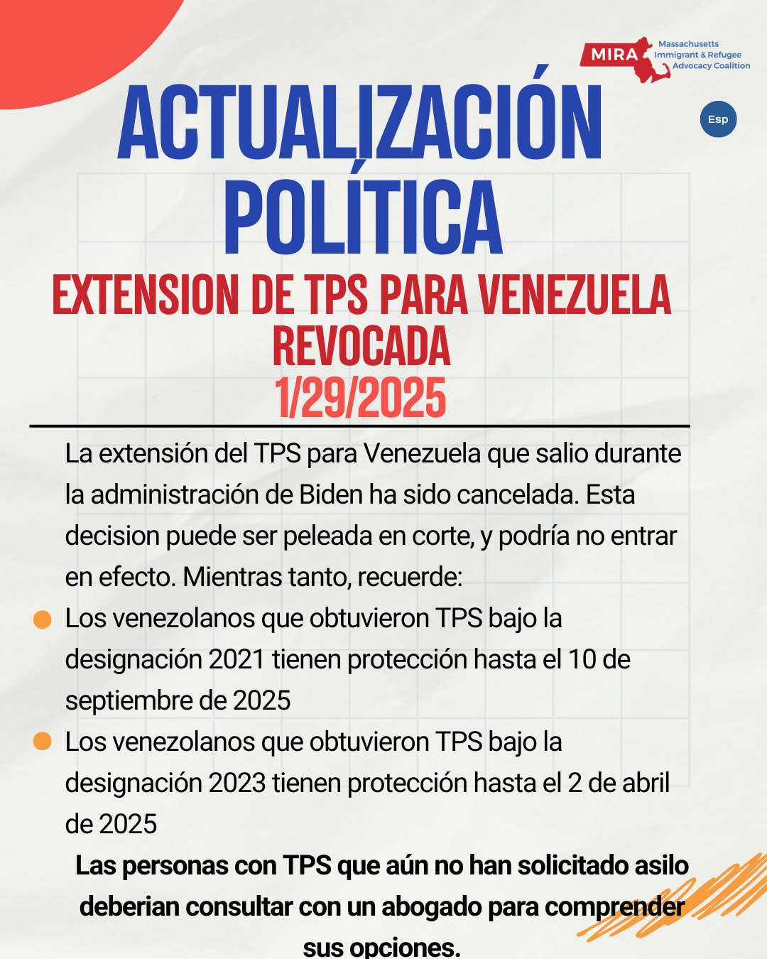 1/29/25 Policy Update Venezuela TPS Extension Revoked MIRA Coalition