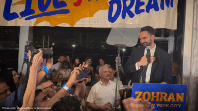 Zohran at watch party in Long Island