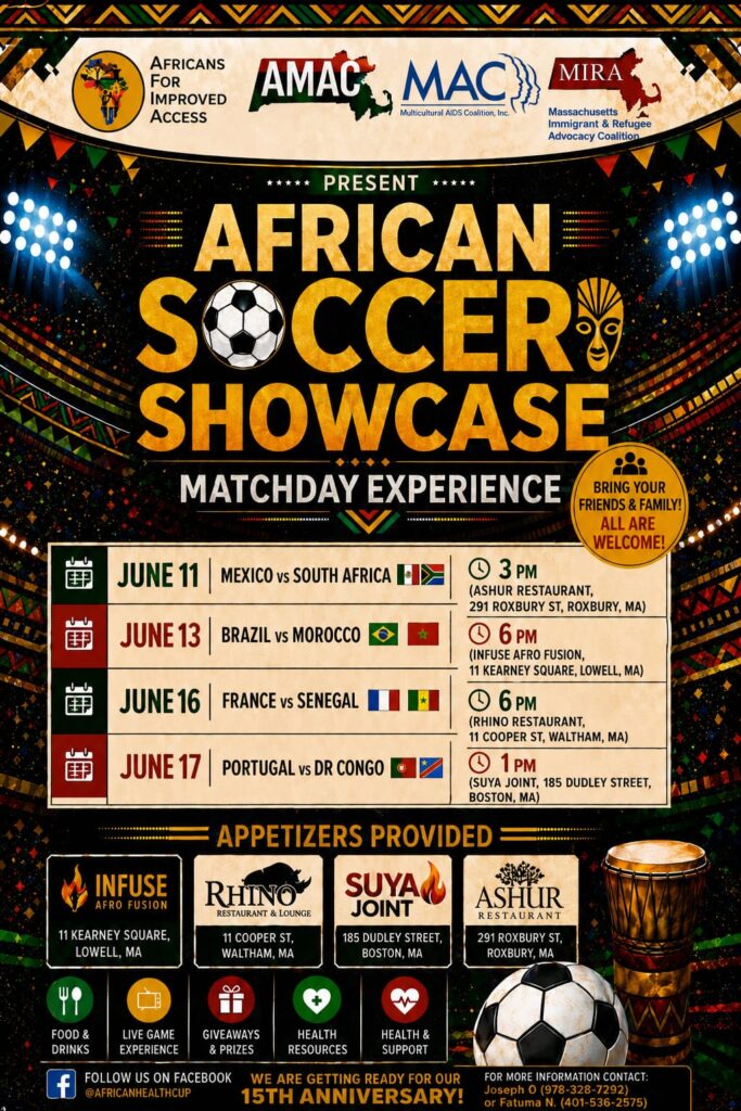 African Soccer Showcase Matchday Experience - schedule and location inline - appetizers provided